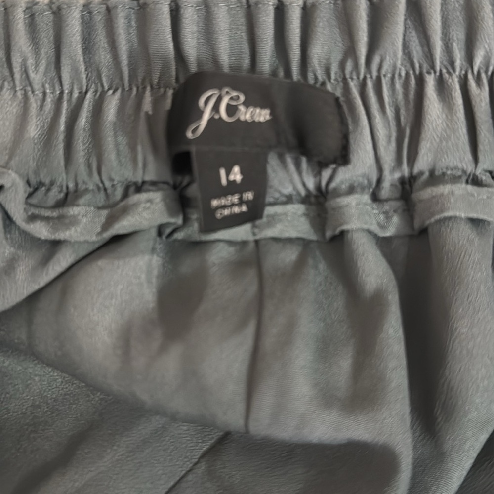 J Crew velvet wide leg pants.  Size 14. 25” inseam. Teal with gray undertones. - Picture 4 of 8